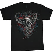 DECKED OUT DUDS Winged Skull T-shirt Men's Tee Black