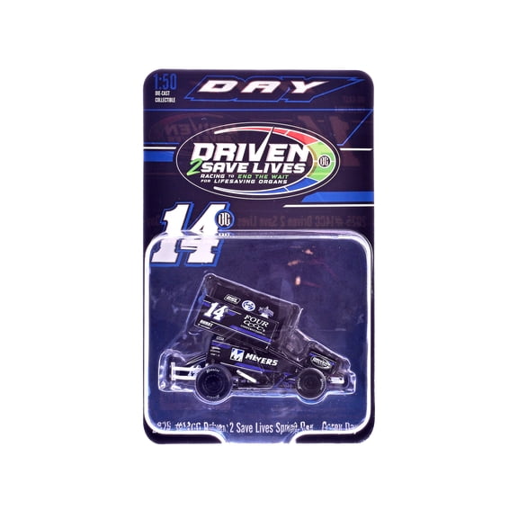 Winged Sprint Car #14CC Corey Day (Blue Version) "Driven 2 Save Lives" Jason Meyers Racing (2025) 1/50 Diecast Model Car by ACME