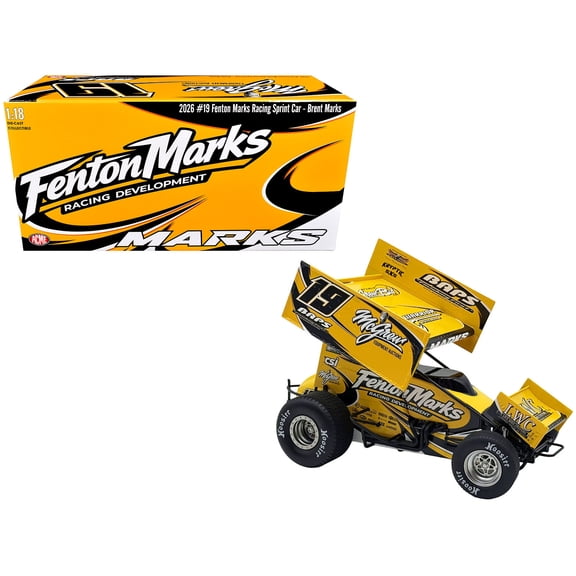 Winged Sprint Car #19 Brent Marks "Fenton Marks Racing" (2026) 1/18 Diecast Model Car by ACME