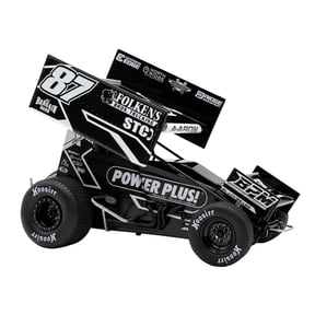 Winged Sprint Car #87 Aaron Reutzel "Power Plus" Black (2026) 1/18 Diecast Model Car by ACME