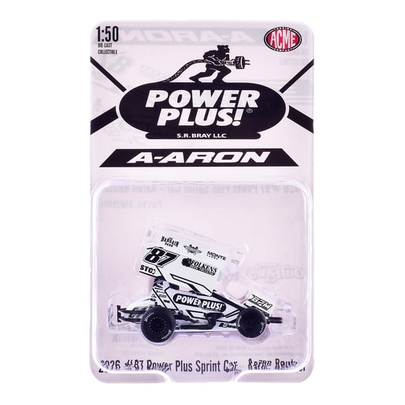 Winged Sprint Car #87 Aaron Reutzel "Power Plus" White (2026) 1/50 Diecast Model Car by ACME