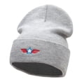 thumbnail image 1 of Winged Star Embroidered 12 Inch Long Knitted Beanie - Heather Grey OSFM, 1 of 5