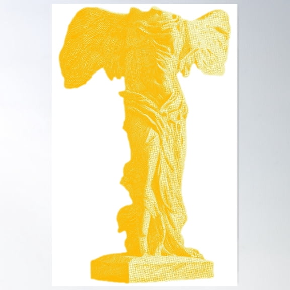 Winged Victory Of Samothrace | Yellow | Vaporwave Aesthetic Poster Wall Art, Modern Wall Decor For Living Room Bedroom, 12x18 UNFRAMED