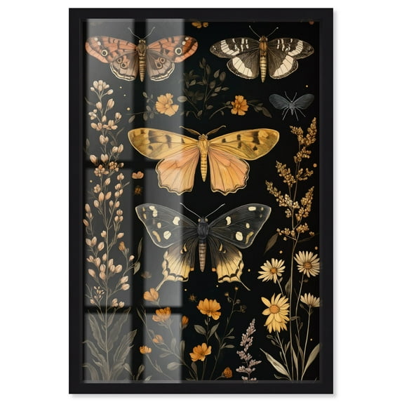 Winged Visitors II Shadowbox Print Botanical Decor by Art Remedy, Black Frame, 16 x 24