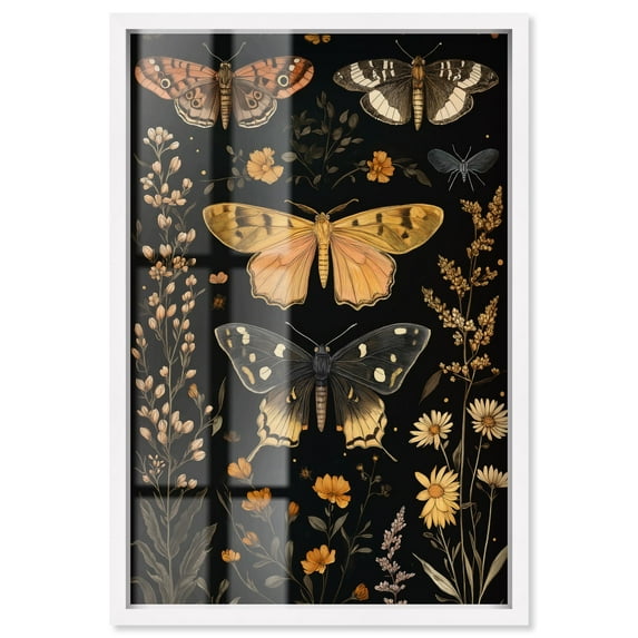 Winged Visitors II Shadowbox Print Botanical Decor by Art Remedy, White Frame, 30 x 45