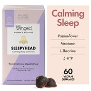 Winged Wellness Sleepyhead Gummy Supplement | Melatonin, L-Theanine, 5-HTP, Passionflower & Lemon Balm | (30 Servings)