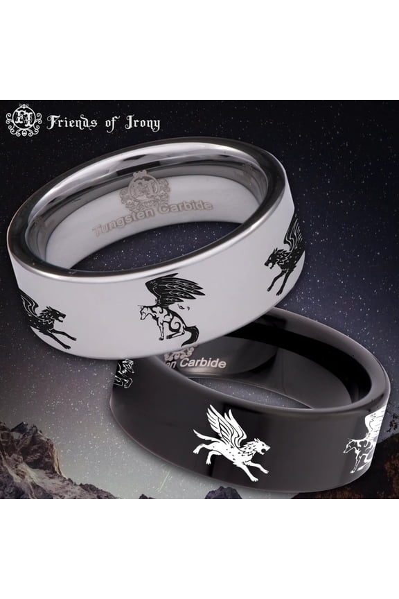 Winged Wolf Tungsten Carbide Ring