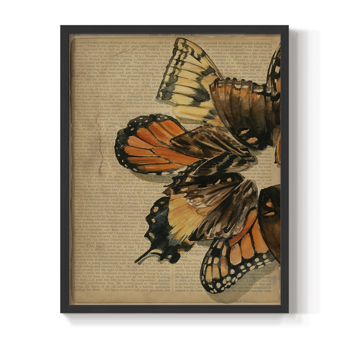 Winged Wreath II Framed Print - Solid Wood in Single Picture Frame Solid Wood 2 Framed Print