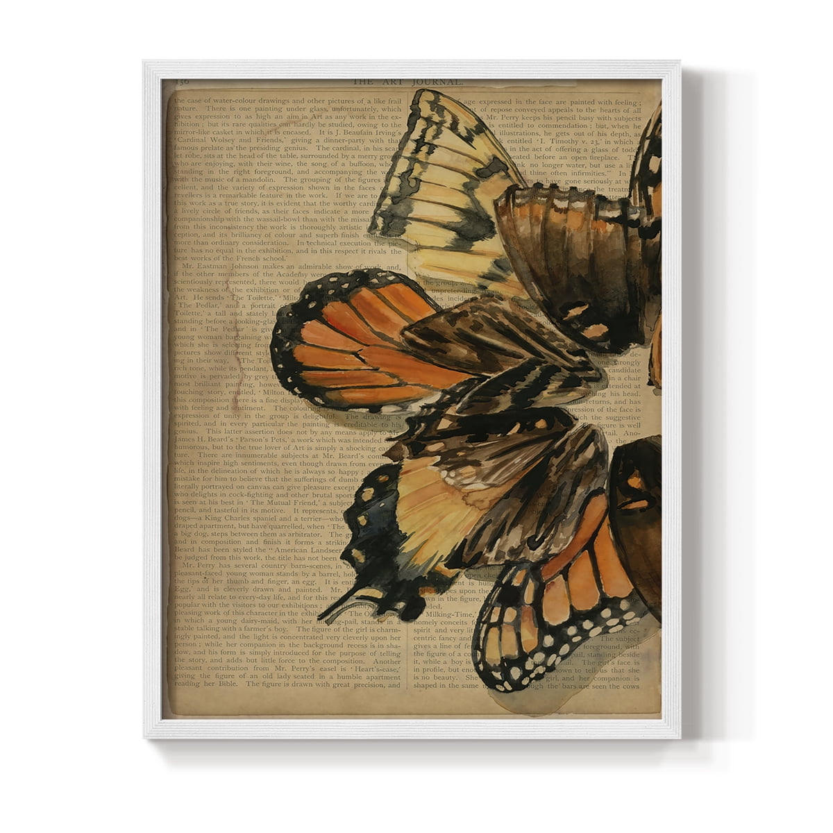 Winged Wreath II Framed Print - Solid Wood in Single Picture Frame Solid Wood 2 Framed Print
