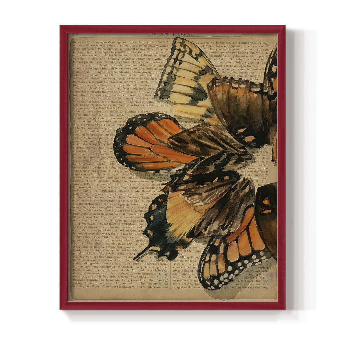 Winged Wreath II Framed Print - Solid Wood in Single Picture Frame Solid Wood 2 Framed Print