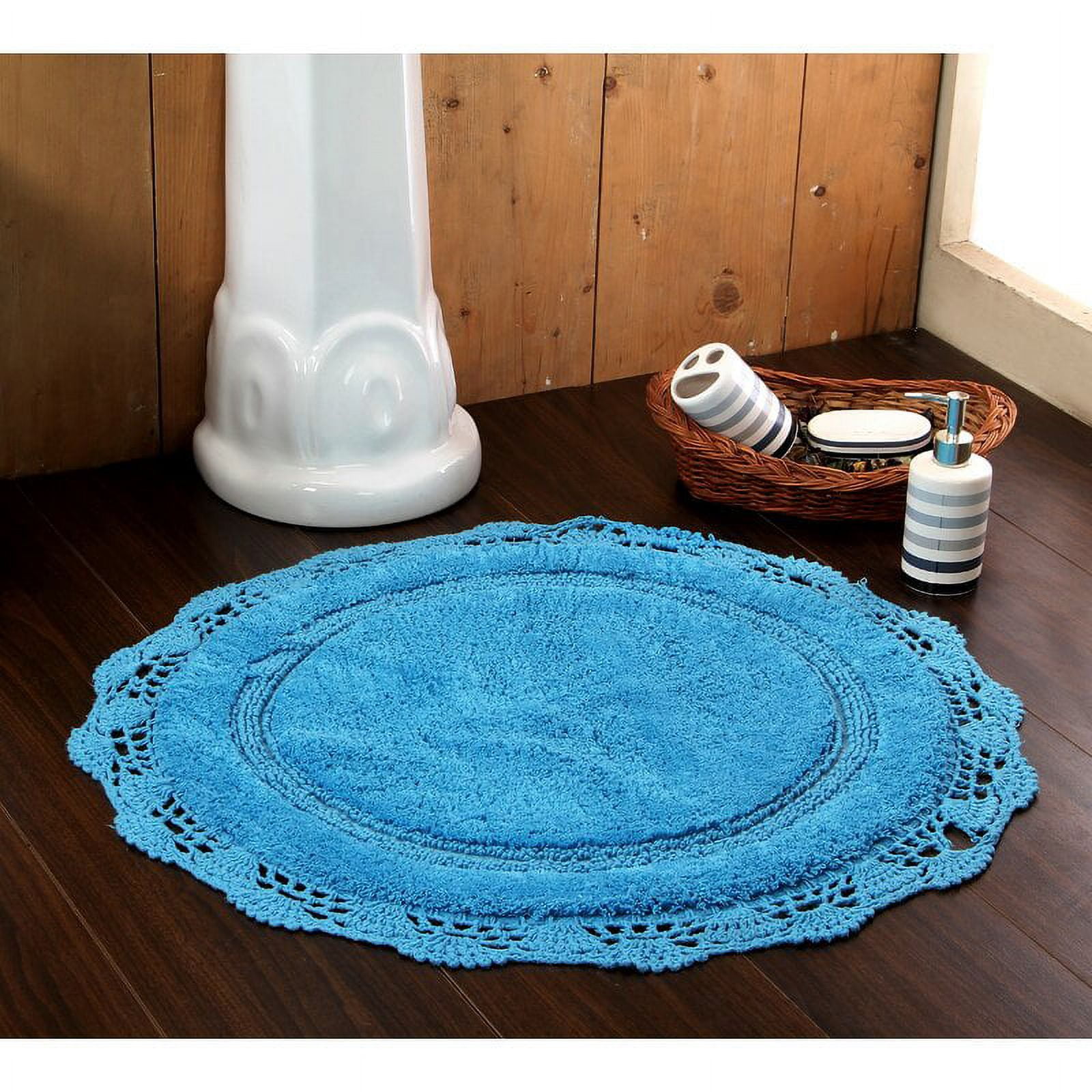 White Large Crochet Round Bath Mat