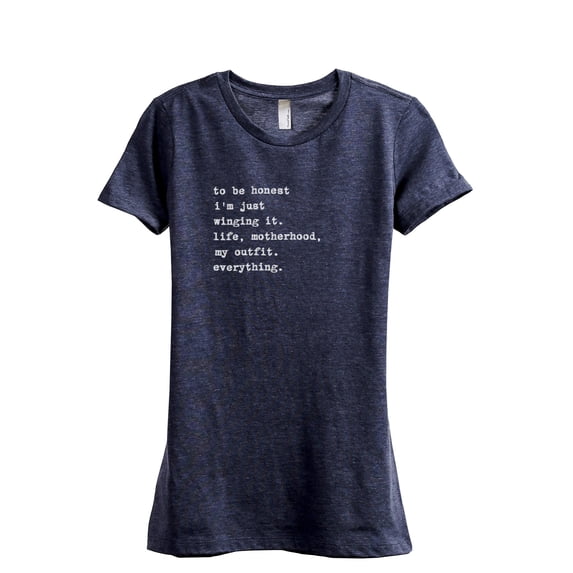 Winging It Motherhood Women's Fashion Relaxed T-Shirt Tee Heather Navy Medium