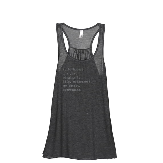 Winging It Motherhood Women's Fashion Sleeveless Flowy Racerback Workout Yoga Tank Top Charcoal Grey Large