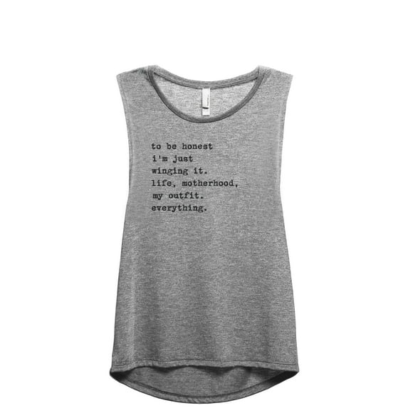 Winging It Motherhood Women's Fashion Sleeveless Muscle Workout Yoga Tank Top Heather Grey Grey Large