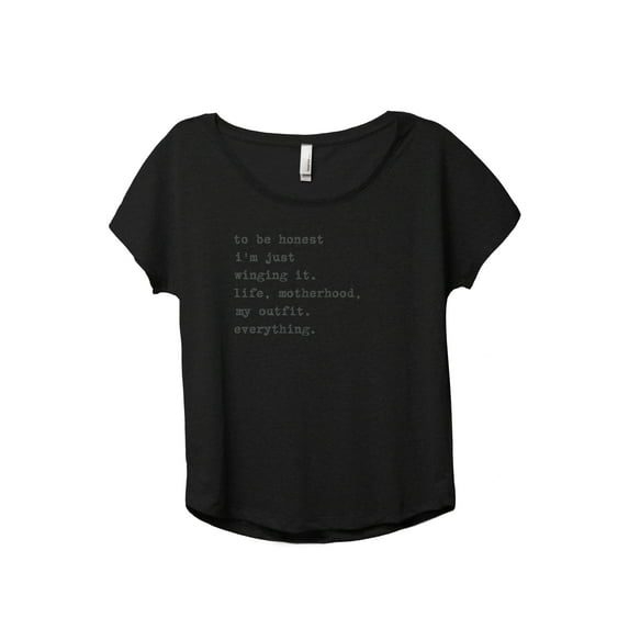 Winging It Motherhood Women's Fashion Slouchy Dolman T-Shirt Tee Heather Black Large