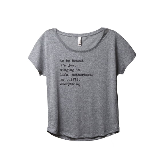 Winging It Motherhood Women's Fashion Slouchy Dolman T-Shirt Tee Heather Grey Medium