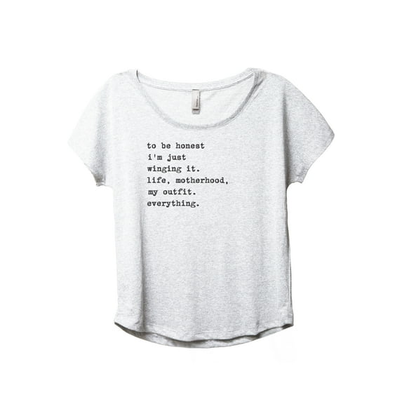 Winging It Motherhood Women's Fashion Slouchy Dolman T-Shirt Tee Heather White X-Large