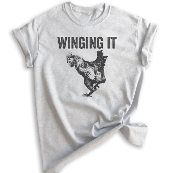 Winging It Shirt, Unisex Women's Men's Shirt, Chicken Shirt, Chicken Wing Shirt, Heather Ash, Medium