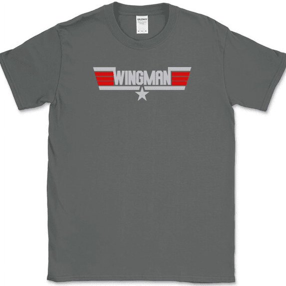 Wingman T-Shirt Funny Movie Bar Drinking Club Humor Gift Bro Graphic Tee - Charcoal, M