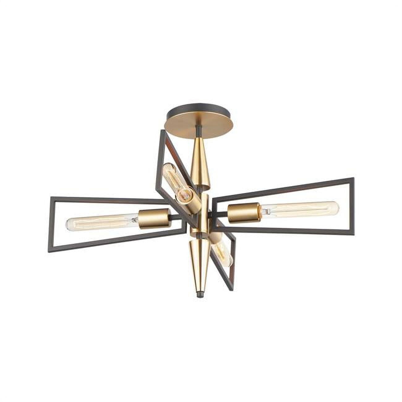 Maxim Wings 4-Light Flush Mount in Black and Satin Brass