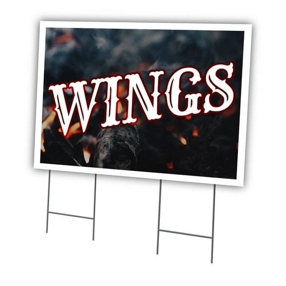 Wings 24" X 36" Yard Sign & Stake | Advertise Your Business | Stake Included Image On Front Only | Made in The USA