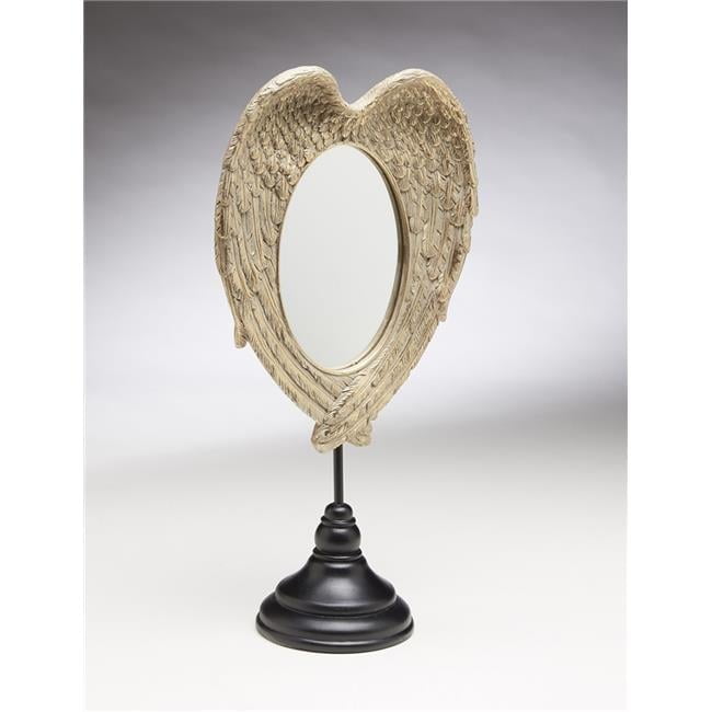 Gold Wing Design Vanity Table Mirror with Black Base