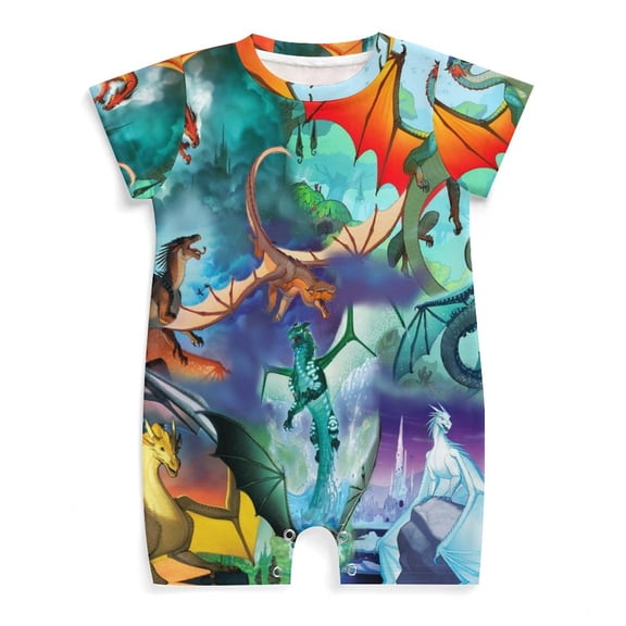 Wings Dragon Fire Newborn Baby Romper Clothing Infant Summer Baby Climbing Clothes Outfit For Boys Girls