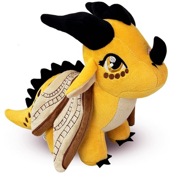 Wings Dragon Plush Stuffed Animal Plushies Toys Cute Fire Dragon Stuffy Figure Gift for Kids Boys Girls Fans for (Yellow)