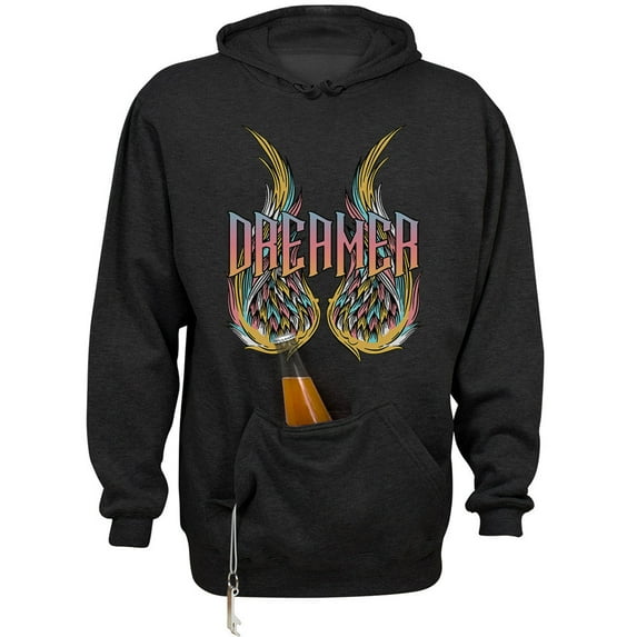 Wings Dreamer Beer Holder Tailgate Hoodie Sweatshirt Unisex Medium Black