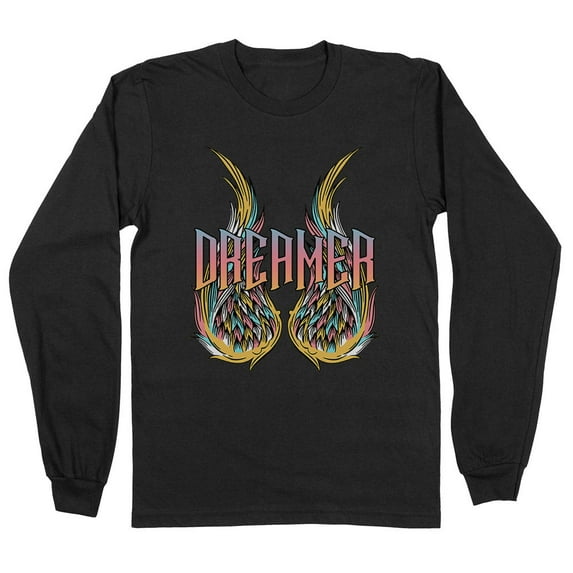 Wings Dreamer Long Sleeve Shirt Unisex 2X-Large Black