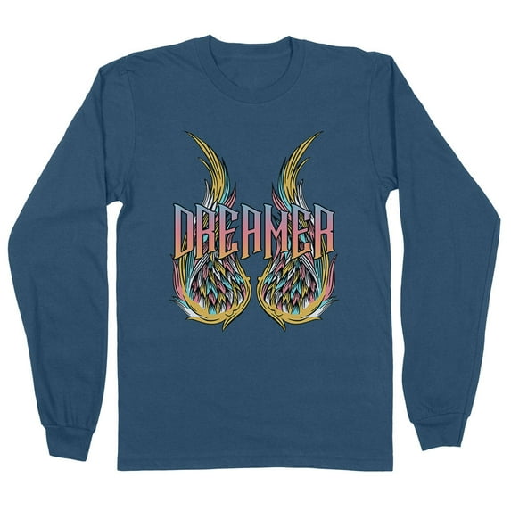 Wings Dreamer Long Sleeve Shirt Unisex X-Large Indigo Blue
