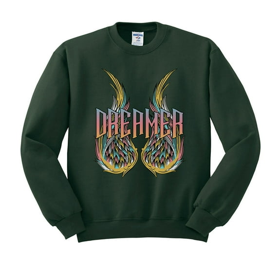 Wings Dreamer Sweatshirt Unisex Large Forest Green
