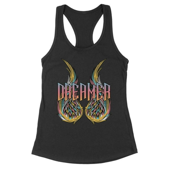Wings Dreamer Tank Top Fitted Racerback Women's Large Black