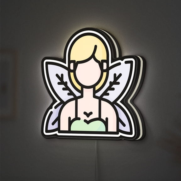 Wings Fairy 3D Novelty Light Box, Enchanted Character Lamp Decor for Fairytale Lovers and Magical Girl Bedrooms (Width 20 inch, 50cm)