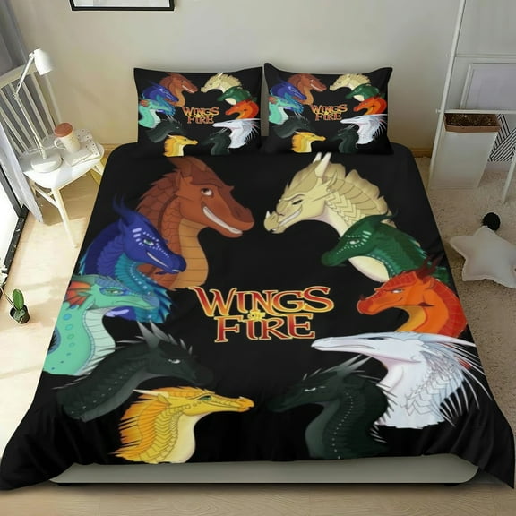 Wings of Fire Themed Bed Sheet Set Three Piece Set 53x79 In ches Comfortable And Skin Friendly Unique Design Creating A Star Studded Night Home Decor Gifts For Family Friends fans