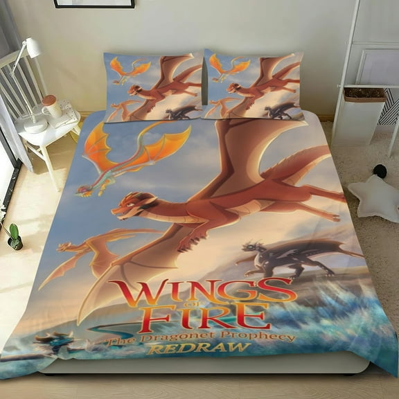 Wings of Fire Themed Bed Sheet Set Three Piece Set 68x86 In ches Comfortable And Skin Friendly Unique Design Creating A Star Studded Night Home Decor Gifts For Family Friends fans