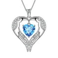thumbnail image 1 of Love Heart Wings Necklace March Birthstone Pendant Aquamarine CZ 925 Sterling Silver Birthday Valentine's Day Gifts for Her Juwaliy, 1 of 8