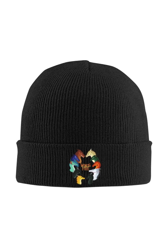 Wings Of Fire Beanie Hat Winter Warm Knit Cuffed Cap For Women Men Black