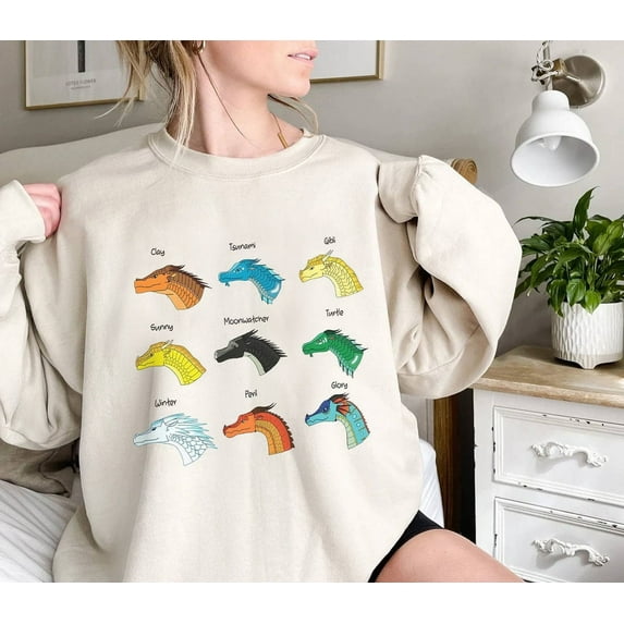 Wings Of Fire Dragons Shirt, Wings Of Fire Sweatshirt, Bookish, Darkstalker, Glory Dragon, Quibli, Tsunami Tee, Sport Grey color, size XL