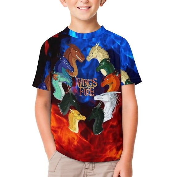 Wings Of Fire WOF Kid's T-Shirt Short Sleeve T-Shirt Tops Summer Tee Shirt for Boys Girls 120CM