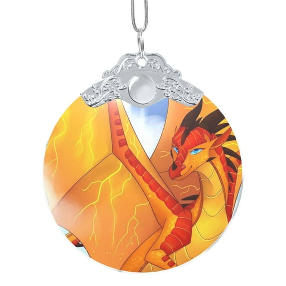 Wings Of Fire Wof Christmas Ornaments Round Glass Pendant Xmas Tree Pendants Hanging Ornaments Creative Indoor Decoration For Holidays Silver