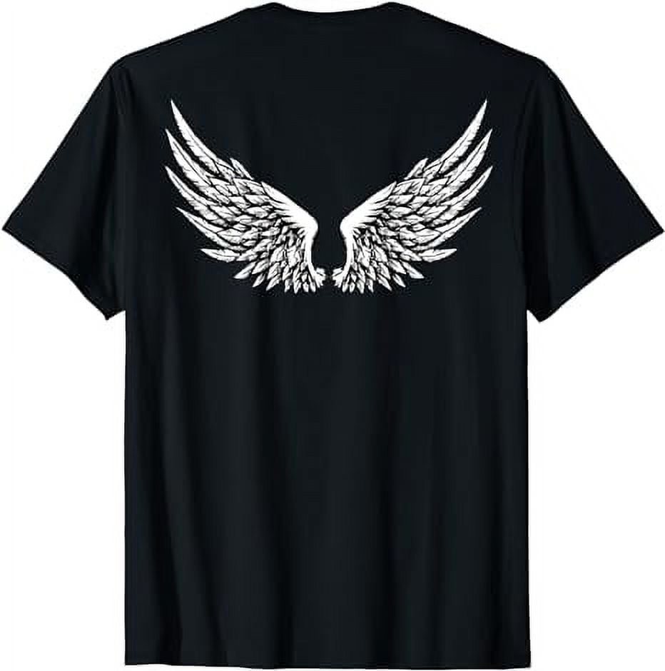 Wings On The Back Side Angel Black And White T-Shirt - Walmart.com