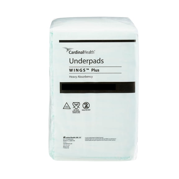 Wings Plus Disposable Underpad Heavy Absorbency Fluff / Polymer 36X36" 968 12 pads