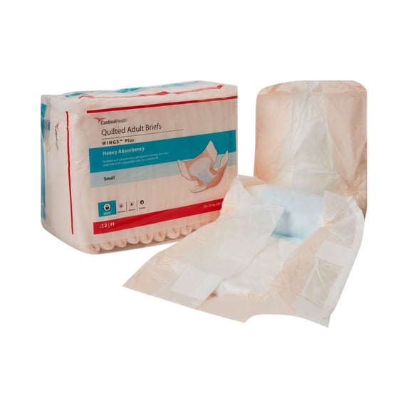 Wings Plus Quilted Adult Incontinence Brief S Heavy Absorbency Quilted, 66032A, 54, 96 Ct