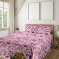 thumbnail image 1 of Ambesonne Wings of Spring Fitted & Flat Sheet with Shams 4 Pcs Set, Japanese Butterfly, Queen, Hot Pink Dark Magenta, 1 of 1