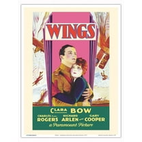 Wings - Starring Clara Bow and Gary Cooper - Vintage Film Movie Poster c.1927 - Master Art Print (Unframed) 9in x 12in