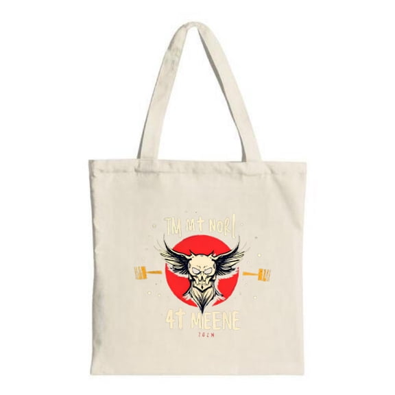 Wings Tote Bag - Muscular Figure with Red Background " I'm not bad " & " 4T MEENE " - Stylish Canvas Bag for Shopping & Travel