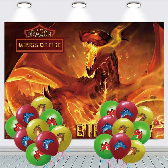 Wings of Fire Banner Backdrop Background Birthday Balloons Party Supplies Taspestry Poster Wall Decor