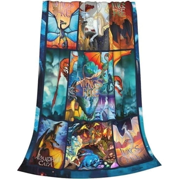 Wings of Fire Blankets, Lightweight Plush Fuzzy Cozy Soft Flannel Blanket for Bed, Sofa, Couch, Travel, Camping 40x50, Black