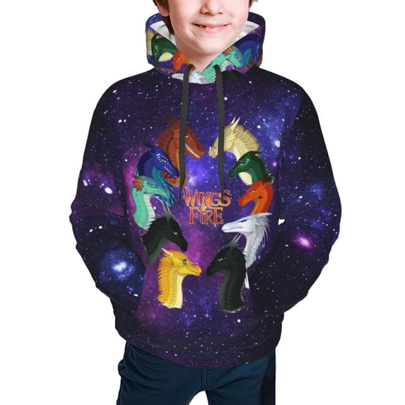 Wings-of-Fire Dragon Kids' Hoodie 3d Print Sweatshirt Soft Pullover Hooded With Big Pockets For Boys Or Girls Medium